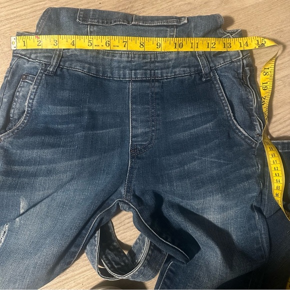 Free People Womens Size 25 Washed Denim Overalls Medium Wash Stretch - Picture 5 of 5